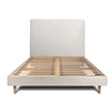 Image de Lit 140x200cm avec tête de lit tapissier bouclette et sommier kit Beige - Hauteur totale : 29cm