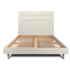 Image de Lit 200x200cm avec tête de lit lignes tissu et sommier kit Beige clair - Hauteur totale : 29cm