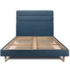 Image de Lit 180x200cm avec tête de lit lignes tissu et sommier kit Bleu - Hauteur totale : 29cm