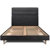Image de Lit 180x200cm avec tête de lit lignes tissu et sommier kit Noir - Hauteur totale : 29cm