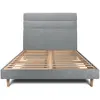Image de Sommeil de Plomb Lit avec tête de lit lignes tissu et sommier kit gris anthracite 180 x 200 cm