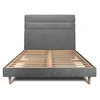 Image de Lit 140x200cm avec tête de lit lignes tissu et sommier kit gris anthracite - Hauteur totale : 29cm