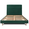Image de Lit 140x190cm avec tête de lit lignes velours et sommier kit vert - Hauteur totale : 29cm