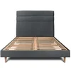 Image de Lit 140x190cm avec tête de lit lignes velours et sommier kit gris anthracite - Hauteur totale : 29cm