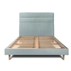 Image de Lit 200x200cm avec tête de lit lignes velours et sommier kit Gris bleuté - Hauteur totale : 29cm