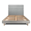 Image de Lit 200x200cm avec tête de lit lignes bouclette et sommier kit Gris - Hauteur totale : 29cm