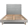 Image de Lit 140x200cm avec tête de lit lignes bouclette et sommier kit Gris - Hauteur totale : 29cm