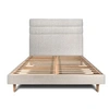 Image de Lit 200x200cm avec tête de lit lignes bouclette et sommier kit Beige - Hauteur totale : 29cm