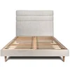 Image de Lit 180x200cm avec tête de lit lignes bouclette et sommier kit Beige - Hauteur totale : 29cm