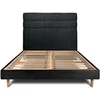 Image de Lit 140x200cm avec tête de lit lignes bouclette et sommier kit Noir - Hauteur totale : 29cm