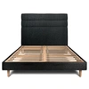Image de Lit 140x190cm avec tête de lit lignes bouclette et sommier kit Noir - Hauteur totale : 29cm