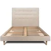 Image de Lit 140x200cm avec tête de lit capitonnée tissu et sommier kit beige brun - Hauteur totale : 29cm