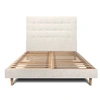 Image de Lit 180x200cm avec tête de lit capitonnée tissu et sommier kit Beige clair - Hauteur totale : 29cm