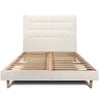 Image de Lit 160x200cm avec tête de lit capitonnée tissu et sommier kit Beige clair - Hauteur totale : 29cm