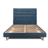 Image de Lit 140x190cm avec tête de lit capitonnée tissu et sommier kit Bleu - Hauteur totale : 29cm