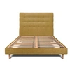 Image de Lit 140x190cm avec tête de lit capitonnée tissu et sommier kit jaune - Hauteur totale : 29cm