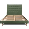 Image de Lit 140x190cm avec tête de lit capitonnée tissu et sommier kit vert - Hauteur totale : 29cm