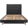 Image de Lit 200x200cm avec tête de lit capitonnée tissu et sommier kit Noir - Hauteur totale : 29cm