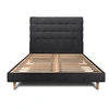 Image de Lit 160x200cm avec tête de lit capitonnée tissu et sommier kit Noir - Hauteur totale : 29cm