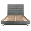 Image de Lit 180x200cm avec tête de lit capitonnée tissu et sommier kit gris anthracite - Hauteur totale : 29cm