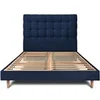 Image de Lit 160 x 200 x 29 cm en velours sommier tapissier pour 2 personnes de couleur bleu