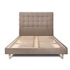Image de Lit 200x200cm avec tête de lit capitonnée velours et sommier kit taupe - Hauteur totale : 29cm