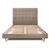 Image de Lit 160x200cm avec tête de lit capitonnée velours et sommier kit taupe - Hauteur totale : 29cm