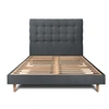 Image de Lit 160x200cm avec tête de lit capitonnée velours et sommier kit gris anthracite - Hauteur totale : 29cm