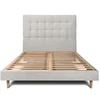 Image de Lit 180x200cm avec tête de lit capitonnée velours et sommier kit gris clair - Hauteur totale : 29cm
