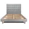 Image de Lit 180x200cm avec tête de lit capitonnée bouclette et sommier kit Gris - Hauteur totale : 29cm