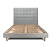 Image de Lit 140x190cm avec tête de lit capitonnée bouclette et sommier kit Gris - Hauteur totale : 29cm