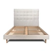 Image de Lit 160x200cm avec tête de lit capitonnée bouclette et sommier kit Beige - Hauteur totale : 29cm