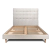 Image de Lit 140x190cm avec tête de lit capitonnée bouclette et sommier kit Beige - Hauteur totale : 29cm