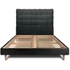 Image de Lit 180x200cm avec tête de lit capitonnée bouclette et sommier kit Noir - Hauteur totale : 29cm