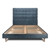 Image de Lit 160x200cm avec tête de lit capitonnée bouclette et sommier kit Bleu - Hauteur totale : 29cm