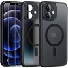 Image de Coque Noir Magnétique pour iPhone 12 MINI et 2 Verre Trempé, Compatible avec MagSafe,Protection Camera,Translucide Antichoc - HQSELECTION