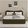 Image de PLANO - Lit coffre 140x190cm design arrondi velours côtelé vert