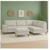 Image de COLCHESTER - Canapé d'angle 4/5 places en tissu chenille beige avec pouf