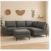Image de COLCHESTER - Canapé d'angle 4/5 places en tissu chenille gris anthracite avec pouf et espace de rangement