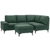 Image de Canapé d'angle 4/5 places en tissu chenille vert avec pouf COLCHESTER