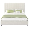 Image de Lit en tissu bouclettes beige 140x190 CAMBRIDGE
