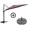 Image de Ensemble parasol marron 3x4m et 4 dalles à lester CESARE