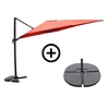 Image de Ensemble parasol terracotta 3x3m et 4 dalles à lester PALATINO