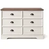 Image de Commode 6 tiroirs blanc et bois 120cm VALLA