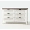 Image de Commode 6 tiroirs blanc rainuré et bois 120cm BRIX