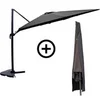 Image de Parasol deporte toile en polyester rectangle 400 x 300 mat en aluminium housse