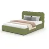 Image de Lit coffre style nuage 140x190cm en velours vert DALLAS