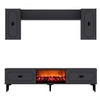 Image de Ensemble meuble TV avec étagères murales et cheminée LED 150cm gris anthracite VIBRA