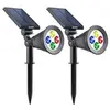 Image de pack de 2 spots solaires exterieur etanches - 4 leds colorees - 200 lm - tete pivotante a 90?c