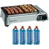 Image de Barbecue à gaz portable 1900W Grille anti adhesive + 4 cartouches gaz Camping + Mallette de transport Cuisson nomade KEMPER